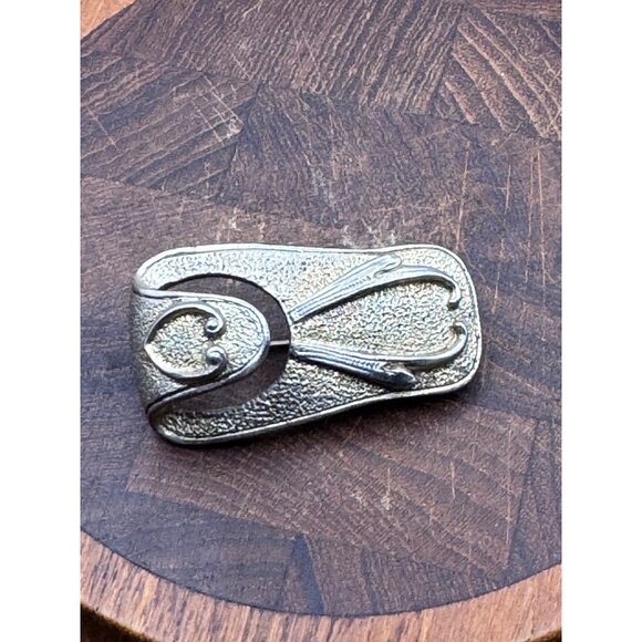 Vintage Signed Coventry Gold-Tone Textured Split Trick Brooch With Abstract Art - Picture 3 of 6